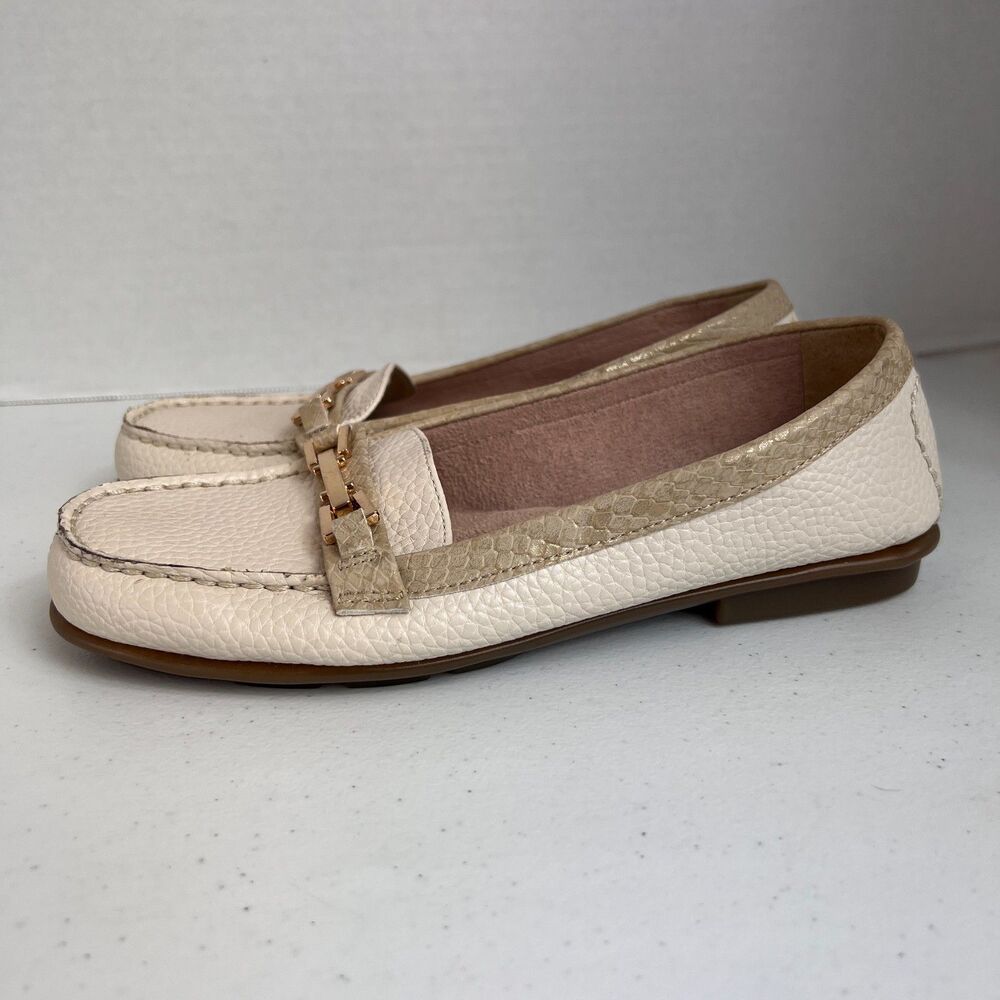 Aerosoles Women's Nuwsreel Cream Ivory Gold Loafers Shoes Size 7 M